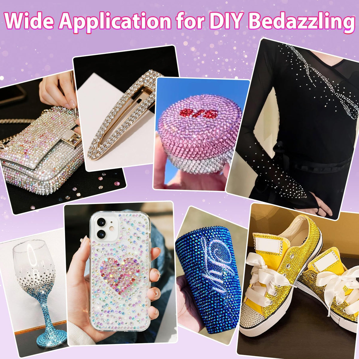 Rhinestones applied to jeans for a sparkling effect