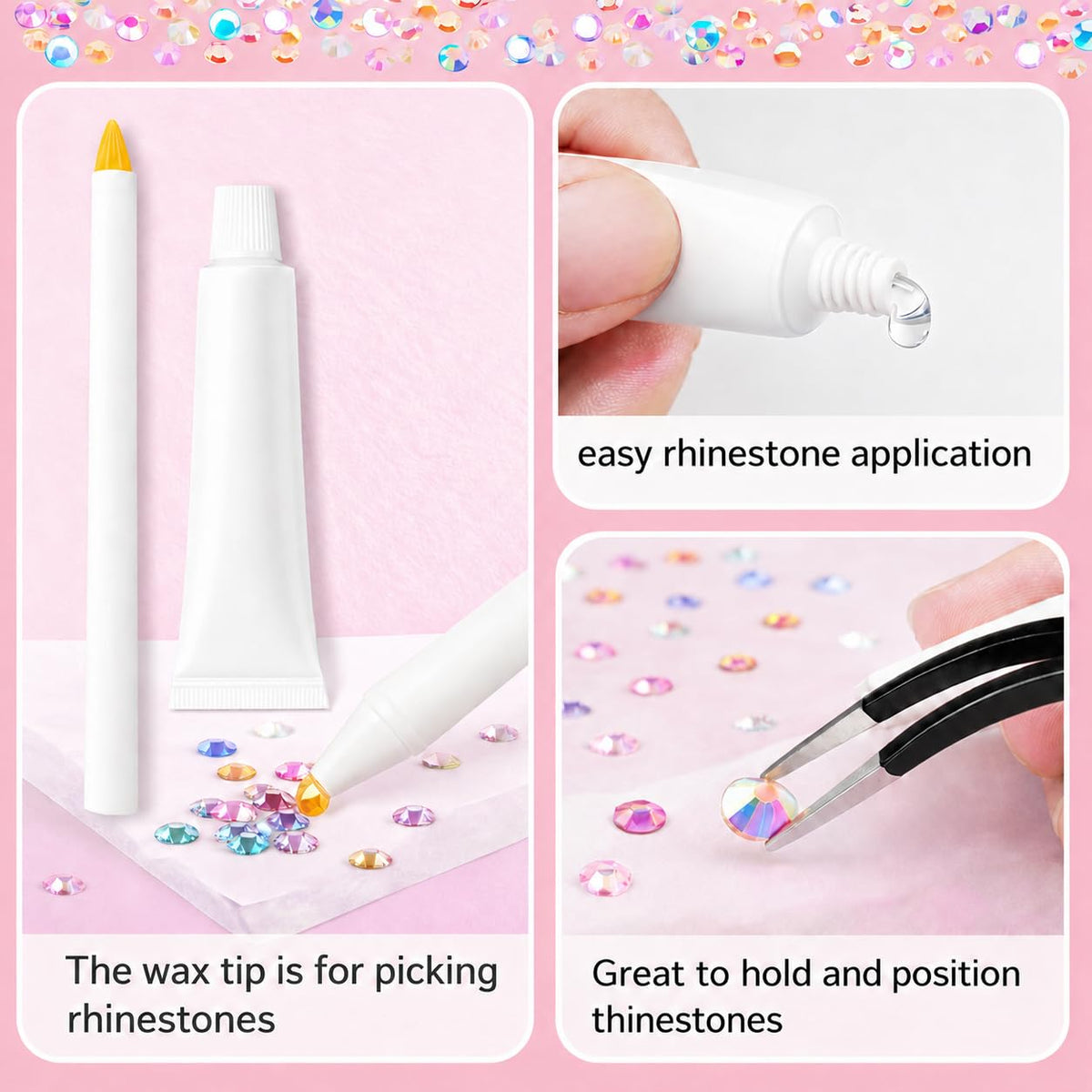 Rhinestones used in nail art design