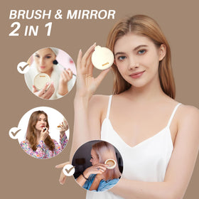 RHOS Compact Foldable Hair Brush open view with mirror