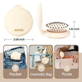 RHOS Compact Foldable Hair Brush side view showing bristles