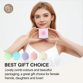 RHOS Compact Foldable Hair Brush with packaging