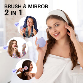 RHOS Folding Hair Brush with mirror open view
