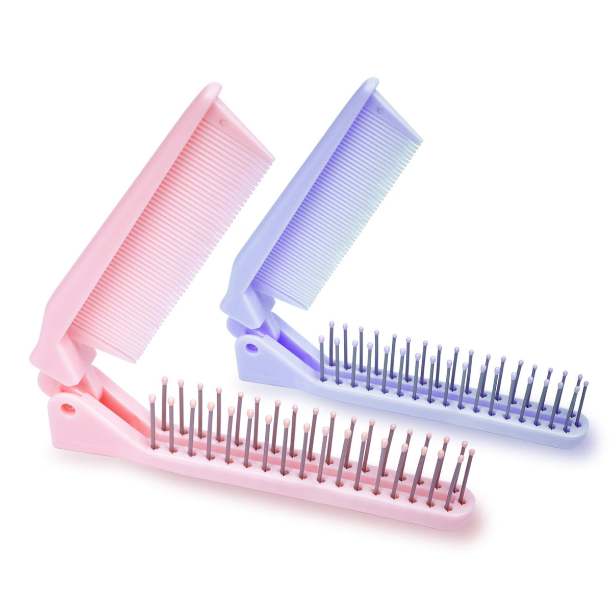 RHOS Mini Folding Combs in pink and purple front view