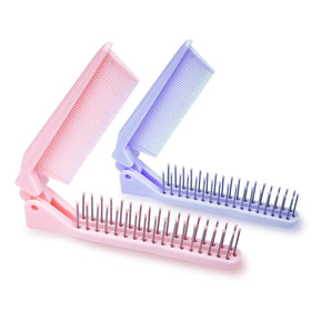 RHOS Mini Folding Combs in pink and purple front view