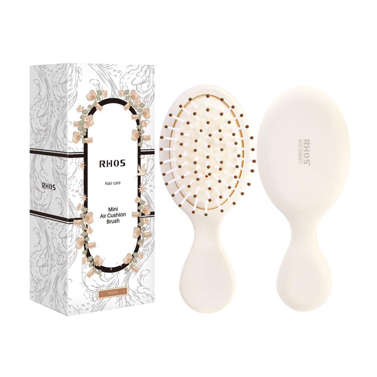 RHOS Mini Hair Brush front view in beige