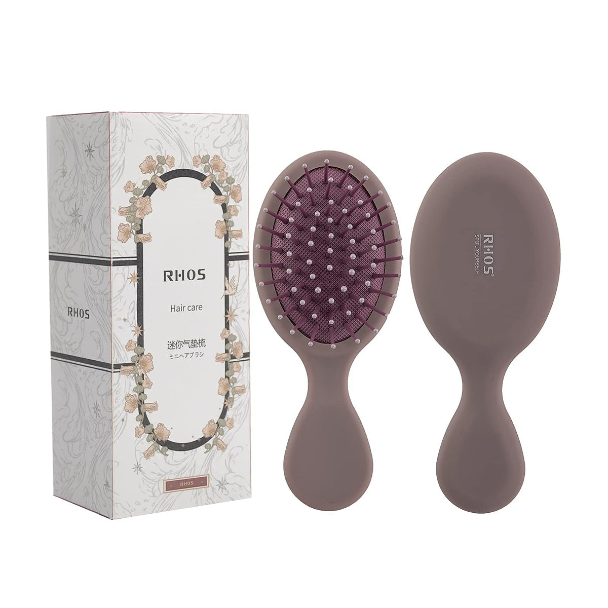 RHOS Mini Hair Brush front view in purple