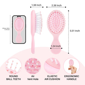 RHOS Mini Hair Brush showing flexible comb teeth