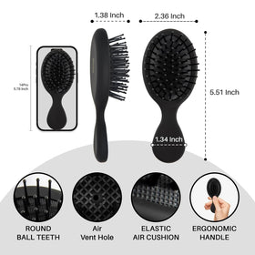 RHOS Mini Hair Brush side view showing ergonomic handle