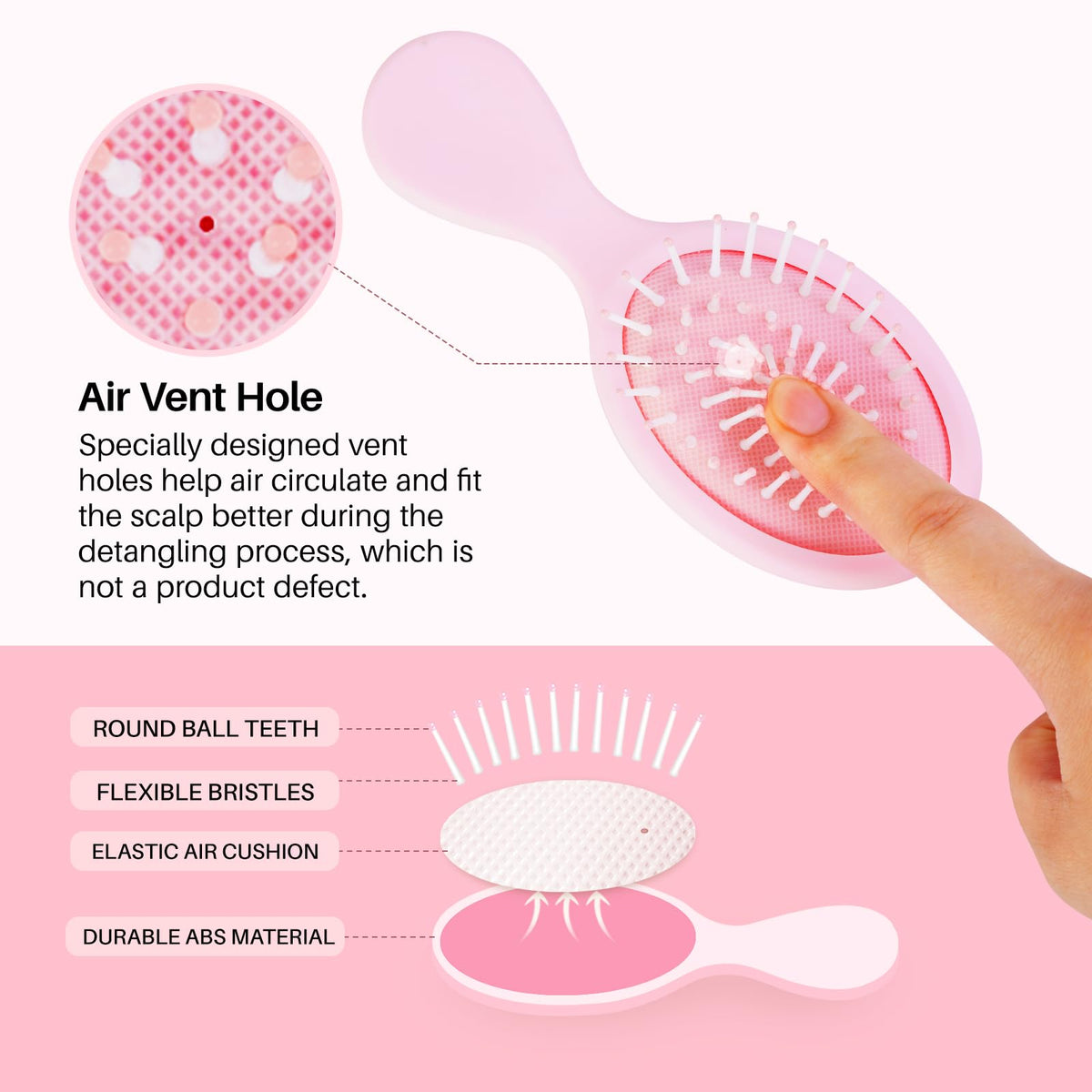 RHOS Mini Hair Brush with vent hole design