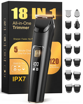 RICAF Beard Trimmer for Men front view with multiple attachments
