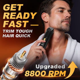 RICAF Beard Trimmer showing R-shaped stainless-steel blades