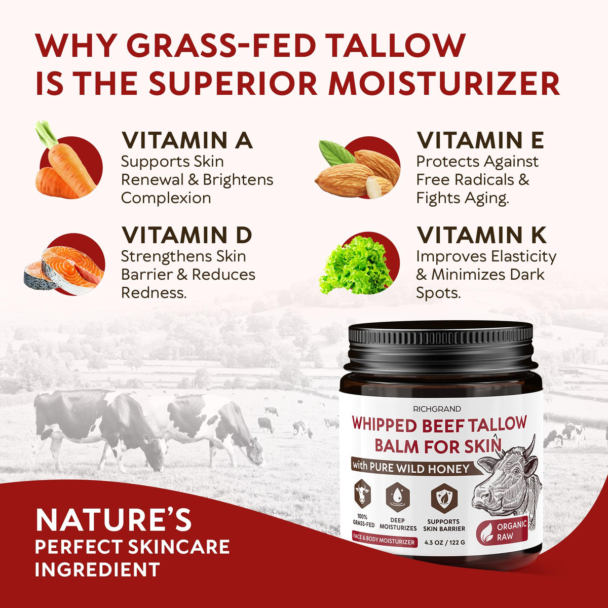 RICHGRAND Beef Tallow Balm with honey ingredients