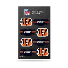 Rico Bengals vertical tattoo front view, 5x7 inches