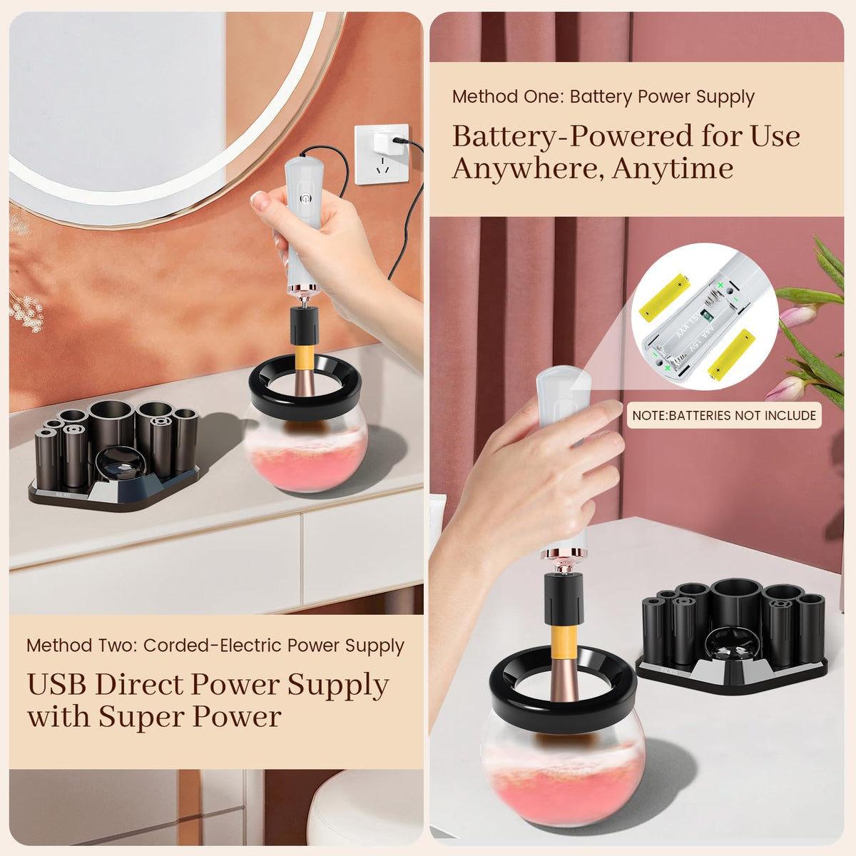 RICRIS brush cleaner in use with spinning brush