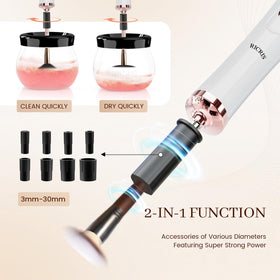 RICRIS brush cleaner with makeup brushes attached