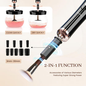 RICRIS Makeup Brush Cleaner showing flexible silicone connectors