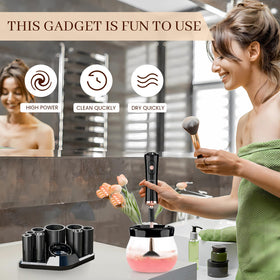 RICRIS Makeup Brush Cleaner with water and soap in the bowl