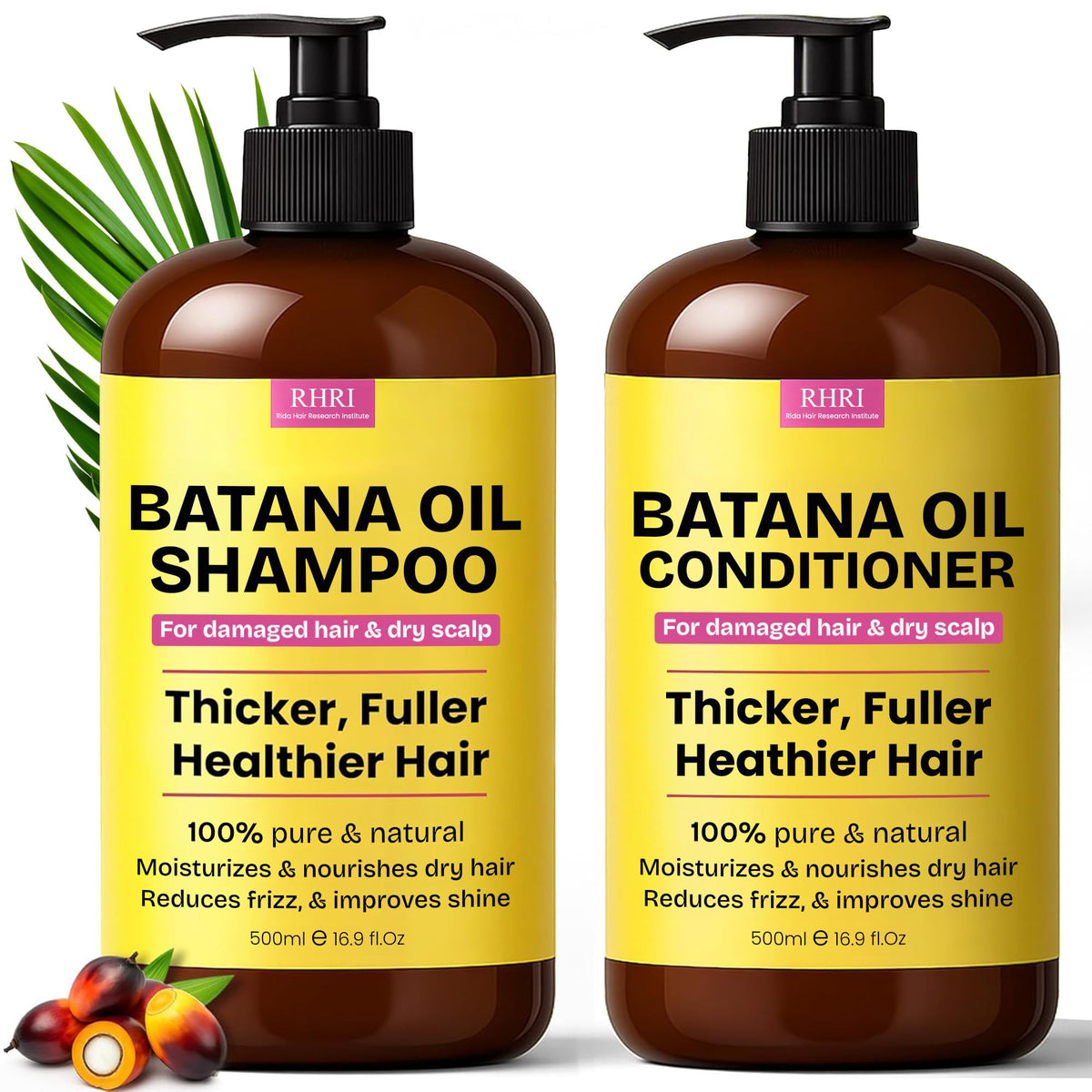 Rida Hair Research Institute Batana Oil Shampoo and Conditioner Set front view