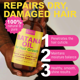 Rida Hair Research Institute Batana Oil Shampoo and Conditioner Set on bathroom shelf
