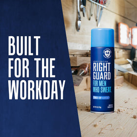 Right Guard Sport Antiperspirant Spray in lifestyle setting on gym bag
