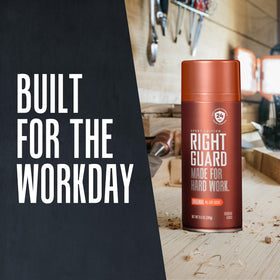Right Guard Sport Deodorant Spray application scene in gym setting