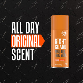Right Guard Sport Deodorant Spray in a lifestyle setting on a bathroom counter