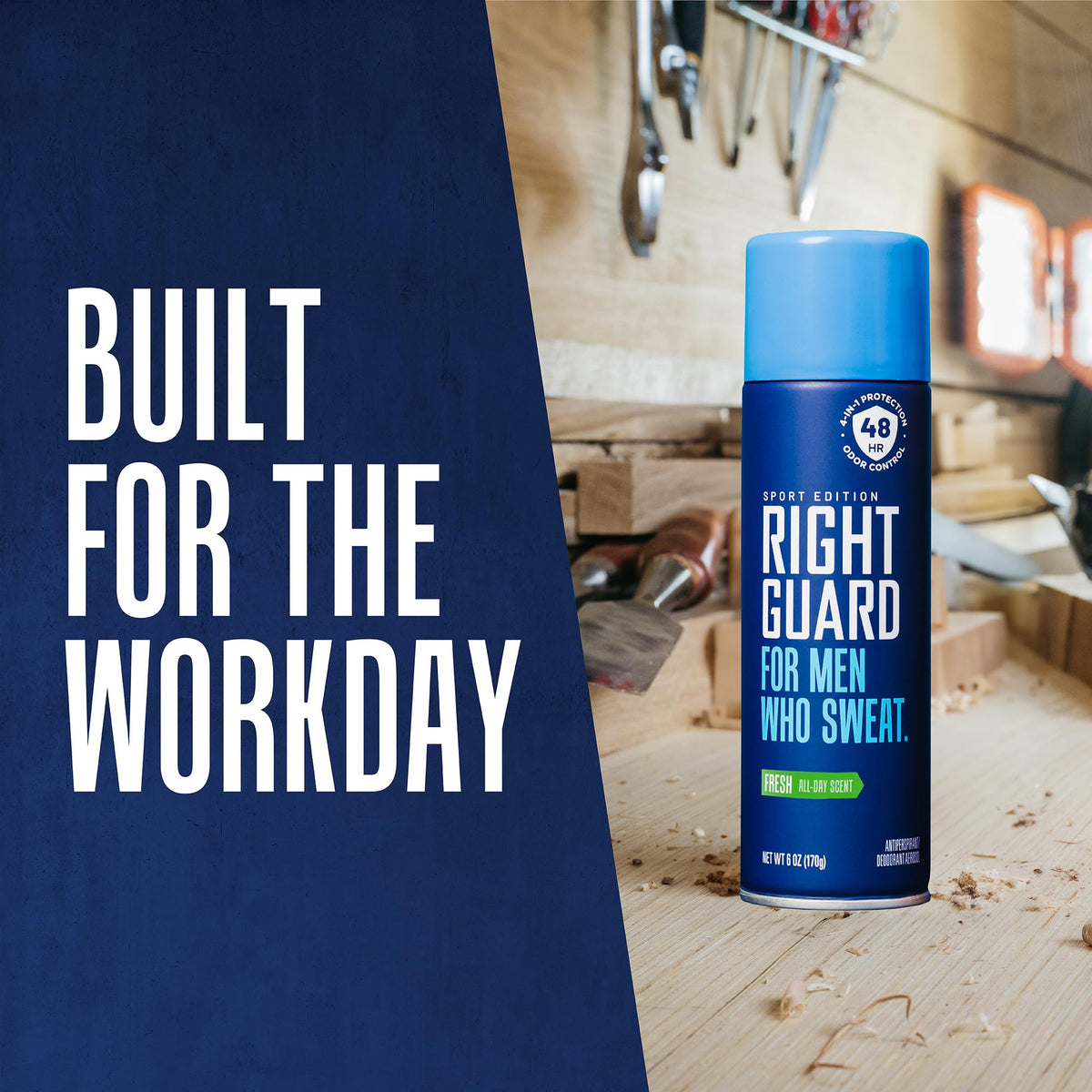 Right Guard Sport Fresh Scent Antiperspirant deodorant spray packaging details