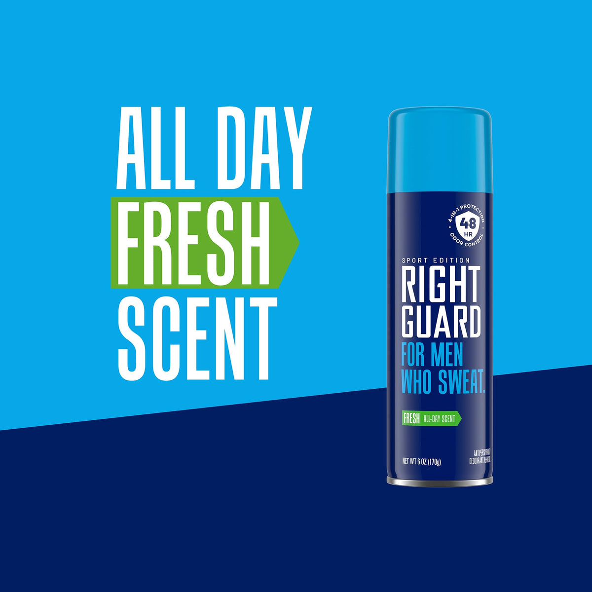 Right Guard Sport Fresh Scent Antiperspirant deodorant spray side view