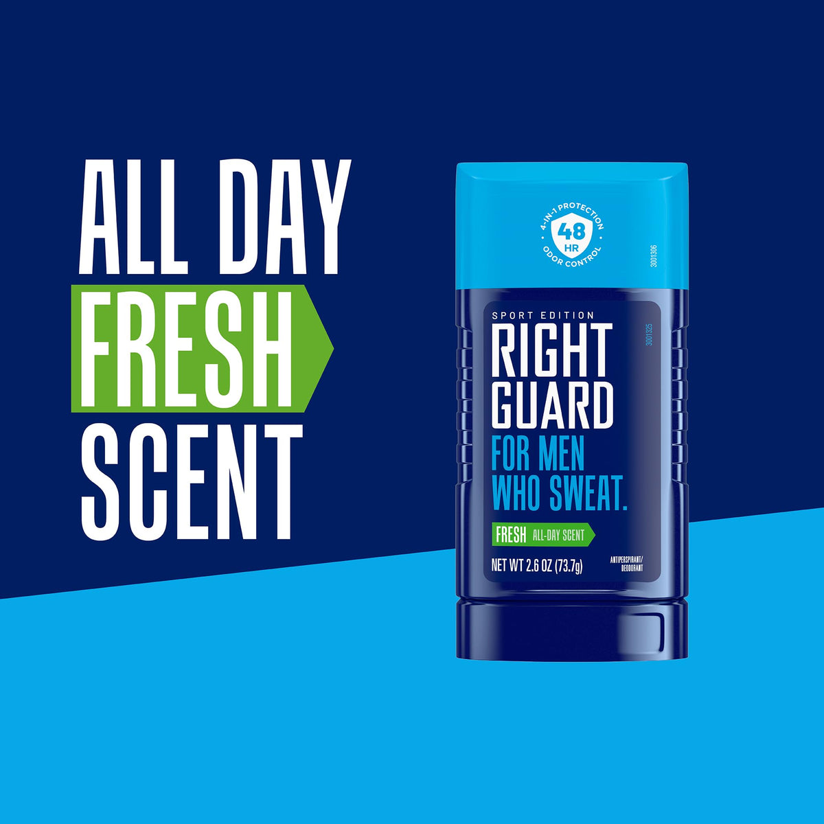 Right Guard Sport Fresh Scent Antiperspirant packaging details