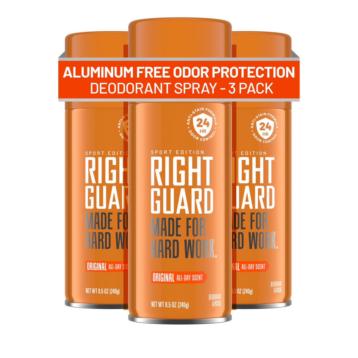 Right Guard Sport Original Scent Deodorant Spray front view 8.5 oz