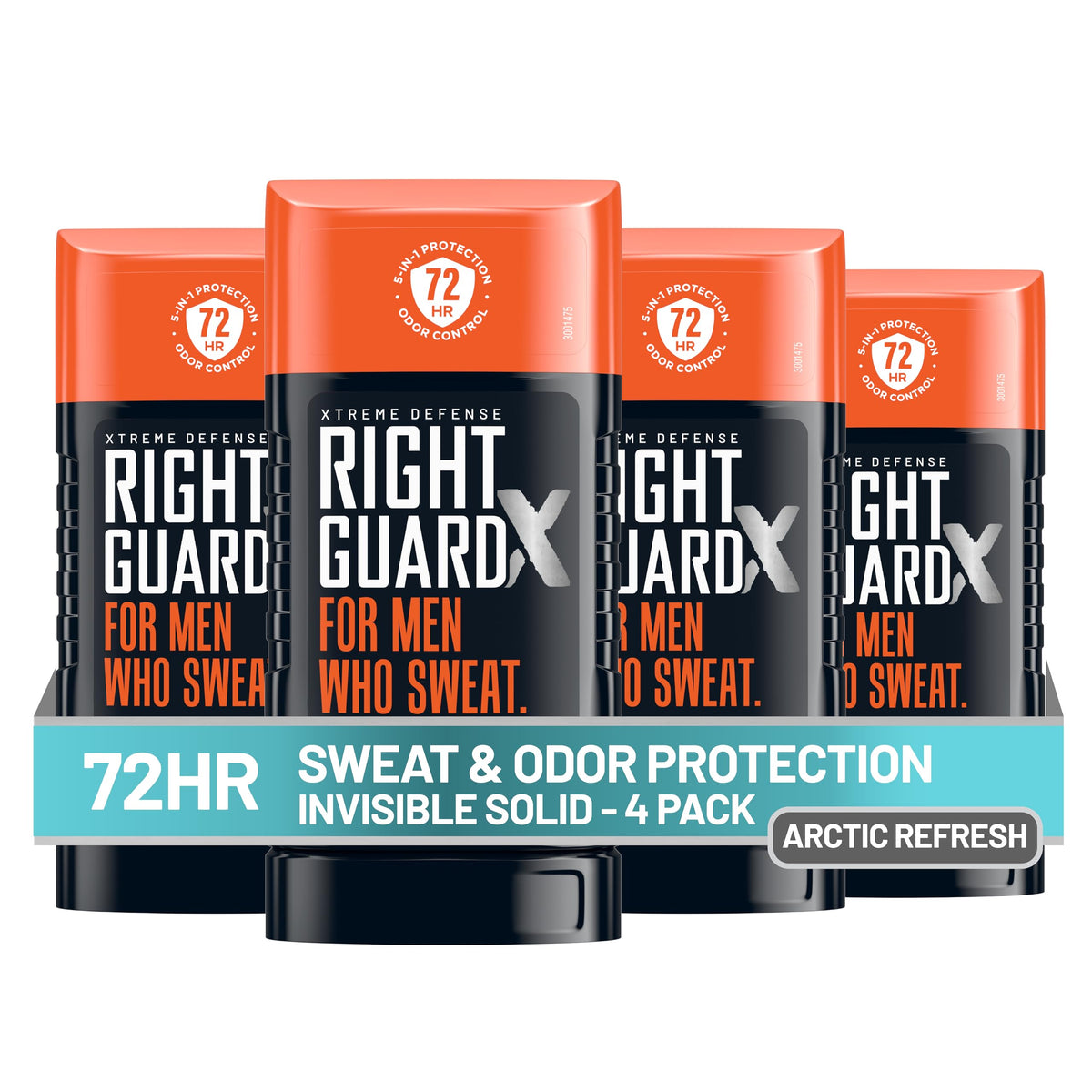 Right Guard Xtreme Defense Antiperspirant Deodorant 4 pack front view