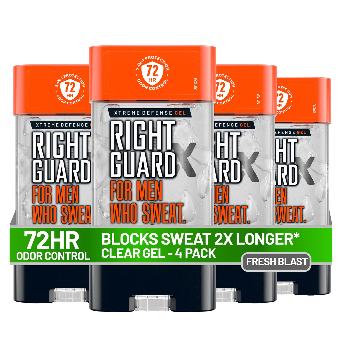 Right Guard Xtreme Defense Antiperspirant Deodorant Gel 4-pack front view