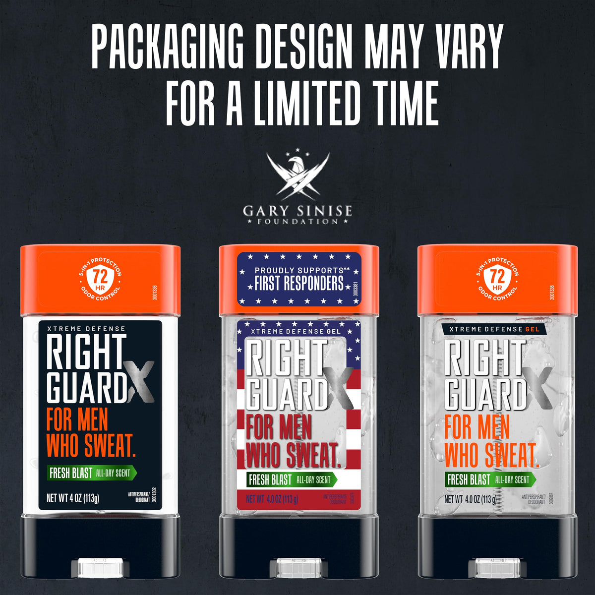 Right Guard Xtreme Defense Antiperspirant Deodorant Gel tube close-up