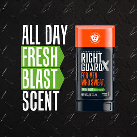 Right Guard Xtreme Defense Antiperspirant Deodorant in use during an outdoor activity