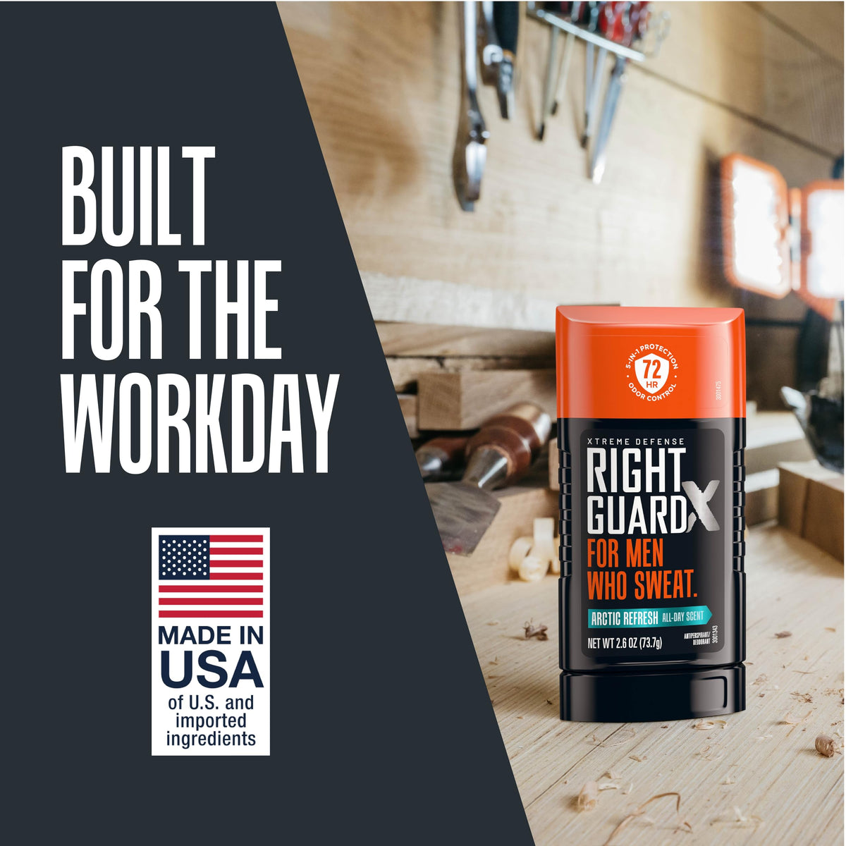 Right Guard Xtreme Defense Antiperspirant in a lifestyle setting