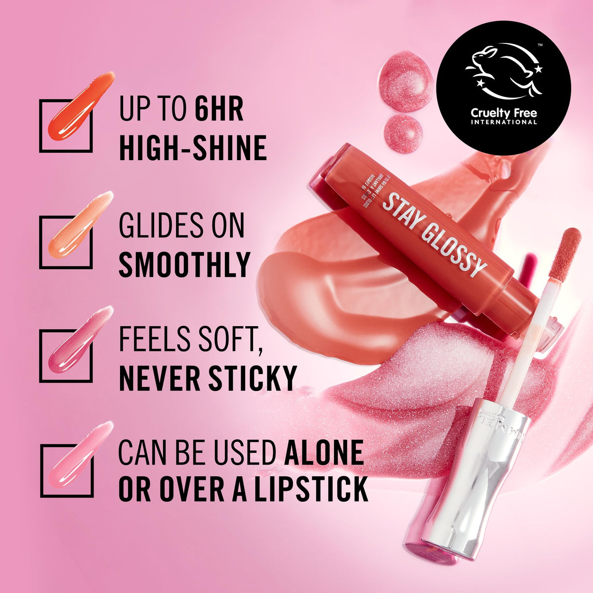 Rimmel Stay Glossy Lip Gloss Seduce Me in use on lips