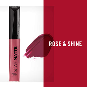 Rimmel Stay Matte Liquid Lip Colour Rose & Shine applicator close-up