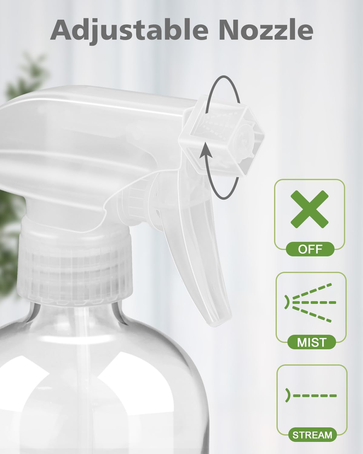 Rionisor glass spray bottle adjustable nozzle close-up