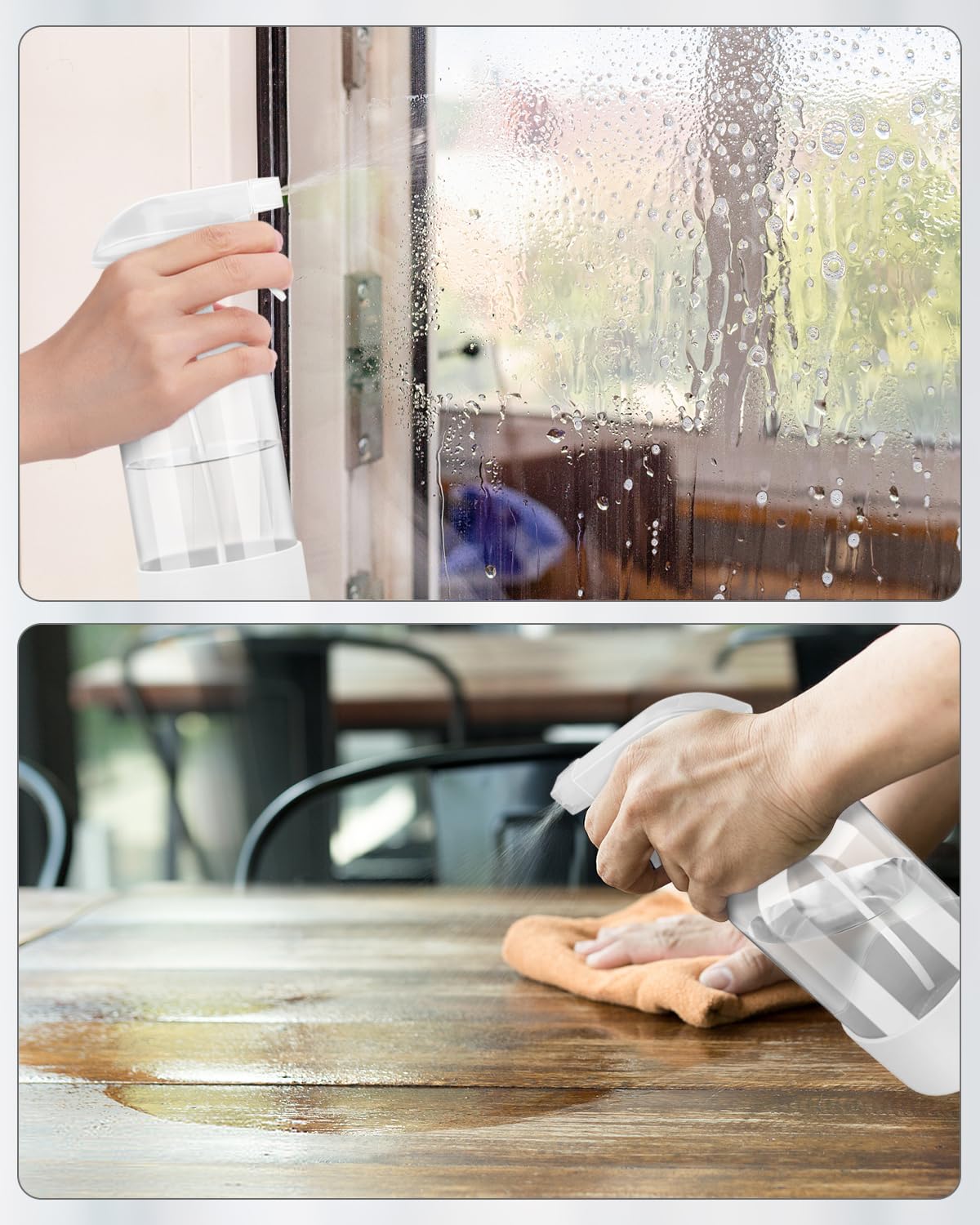 Rionisor glass spray bottle showing leak-proof design