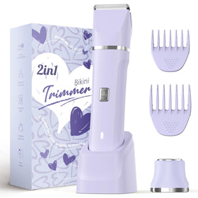 Risina 2-in-1 Bikini Trimmer front view with body and face grooming heads