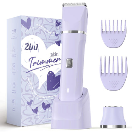 Risina 2-in-1 Bikini Trimmer front view with body and face grooming heads
