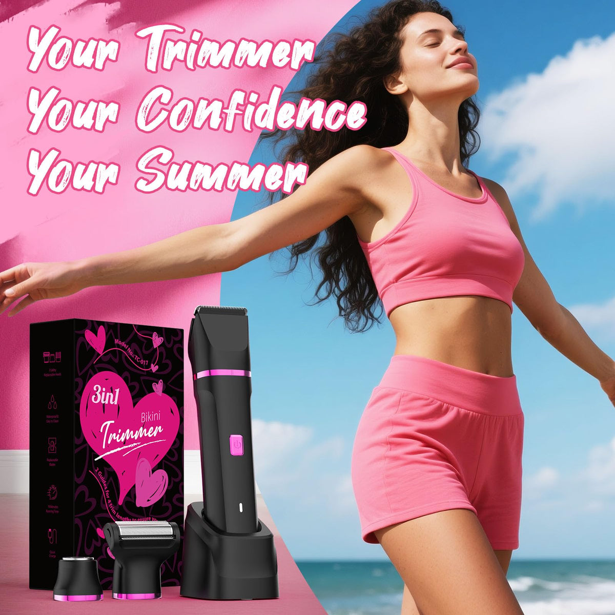 Risina 3-in-1 Bikini Trimmer packaging with product details