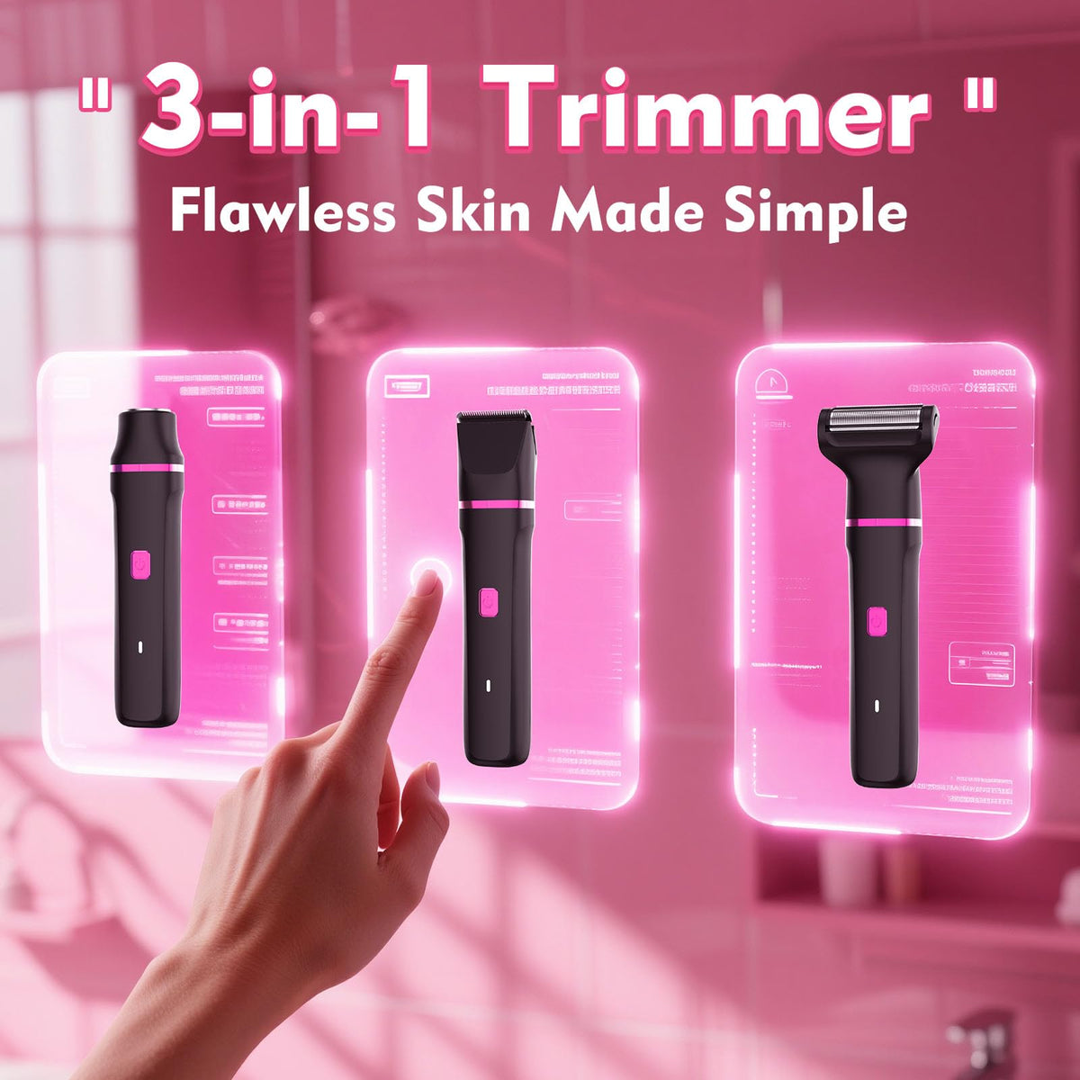 Risina 3-in-1 Bikini Trimmer with hypoallergenic ceramic blades close-up