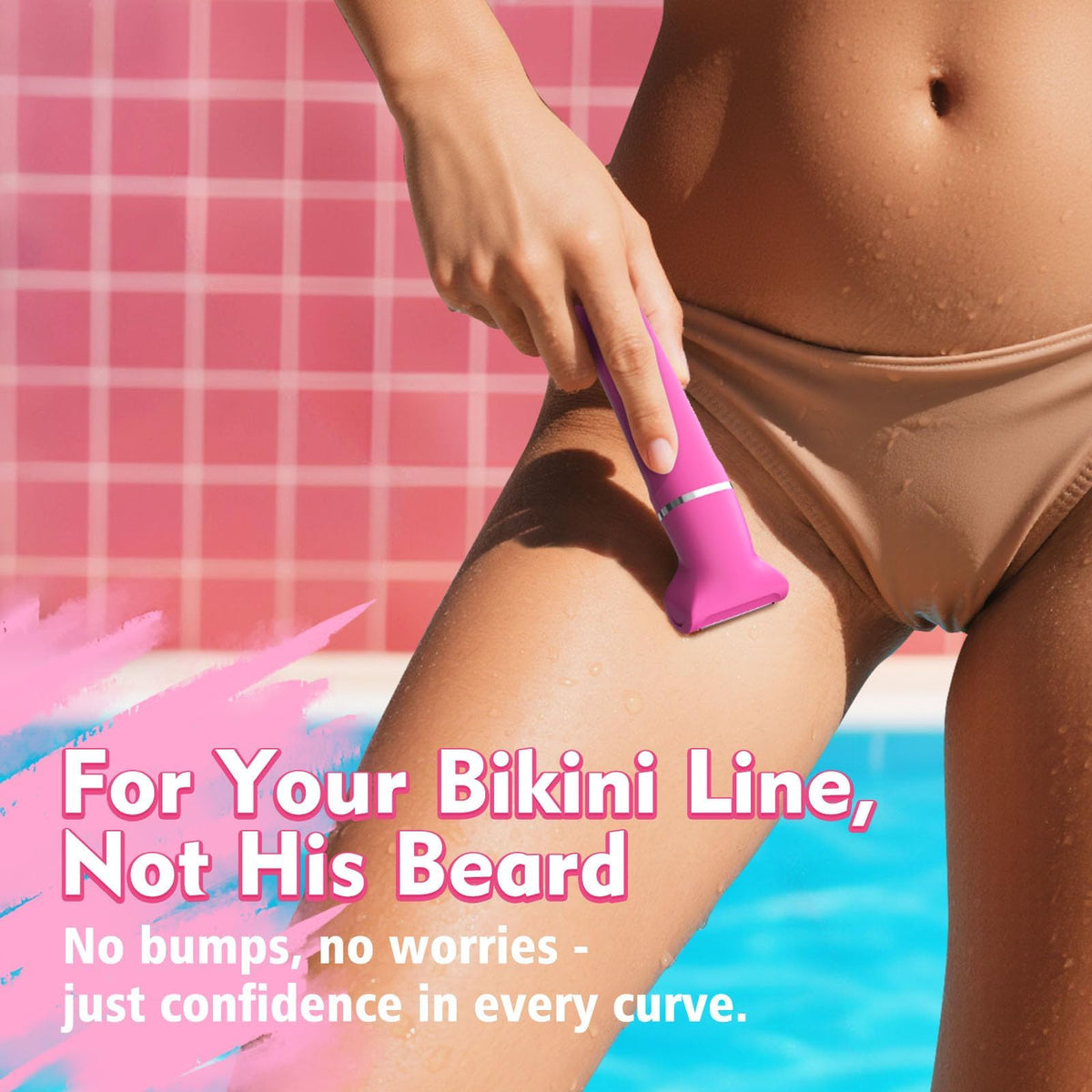 Risina Bikini Trimmer in a shower setting, waterproof design