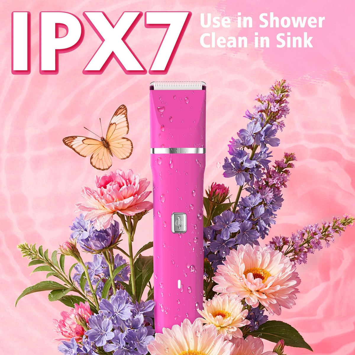 Risina Bikini Trimmer showing skin-friendly ceramic blades