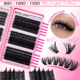 RITALASH cluster lashes displayed in various styles