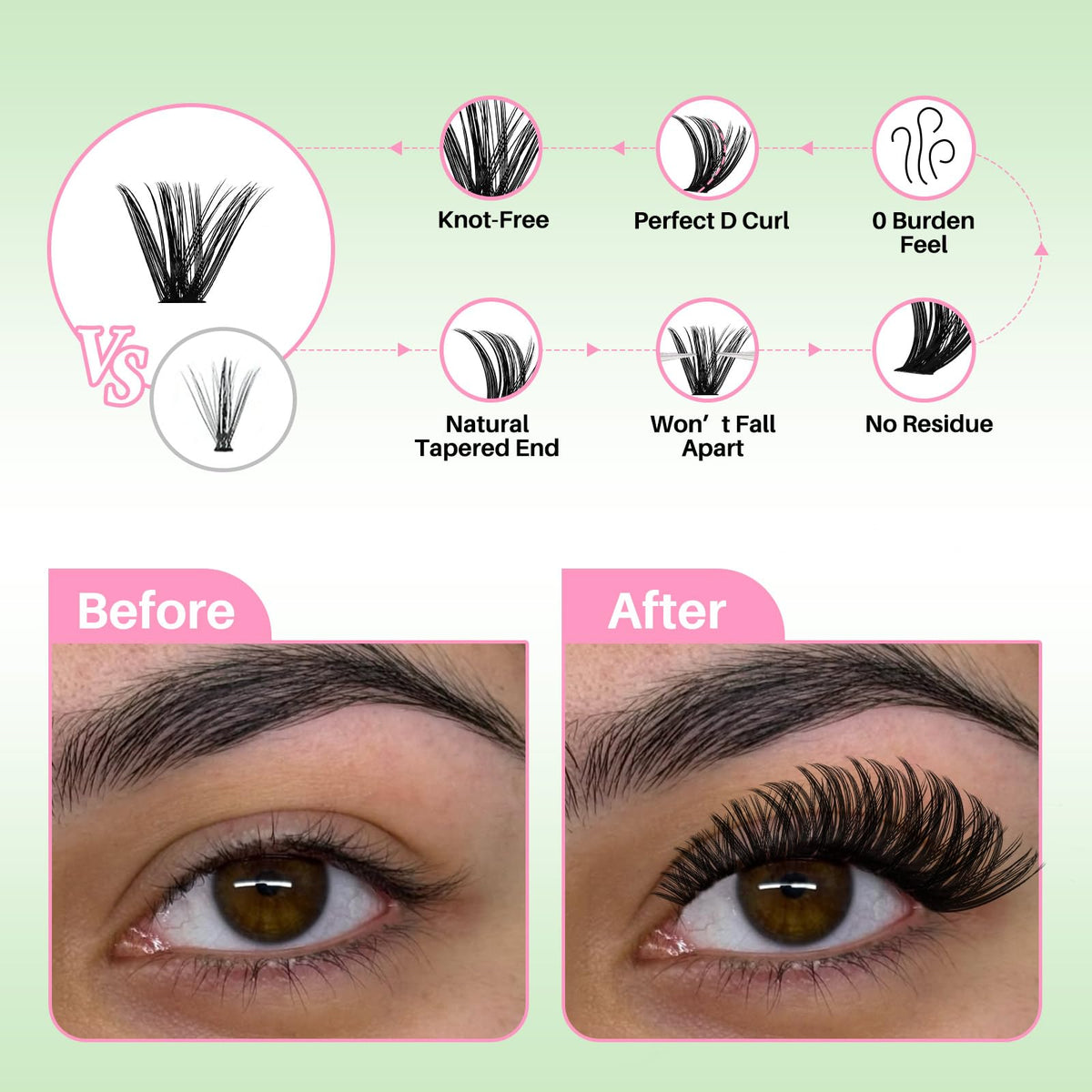 RITALASH cluster lashes on model's eyes