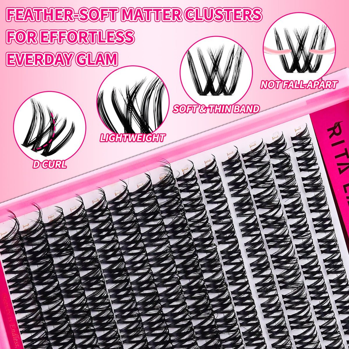 RITALASH Cluster Lashes packaging with detailed specifications