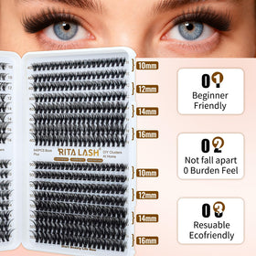 RITALASH Lash Clusters 640PCS packaging with product details