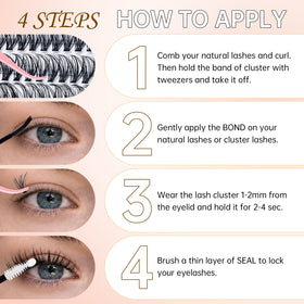 RITALASH Lash Clusters 640PCS showing different lash lengths